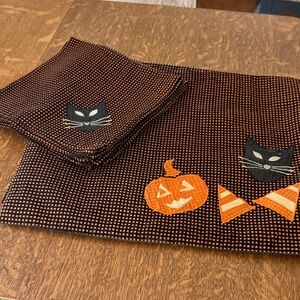 Crate&Barrel Halloween Black and Orange Table Placements
